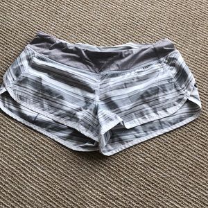 Grey and white speed up shorts from lululemon